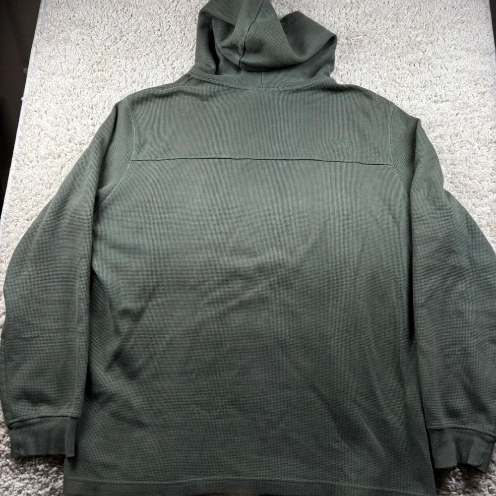 The North Face Mens Hoodie XL Green Waffle Knit Pullover